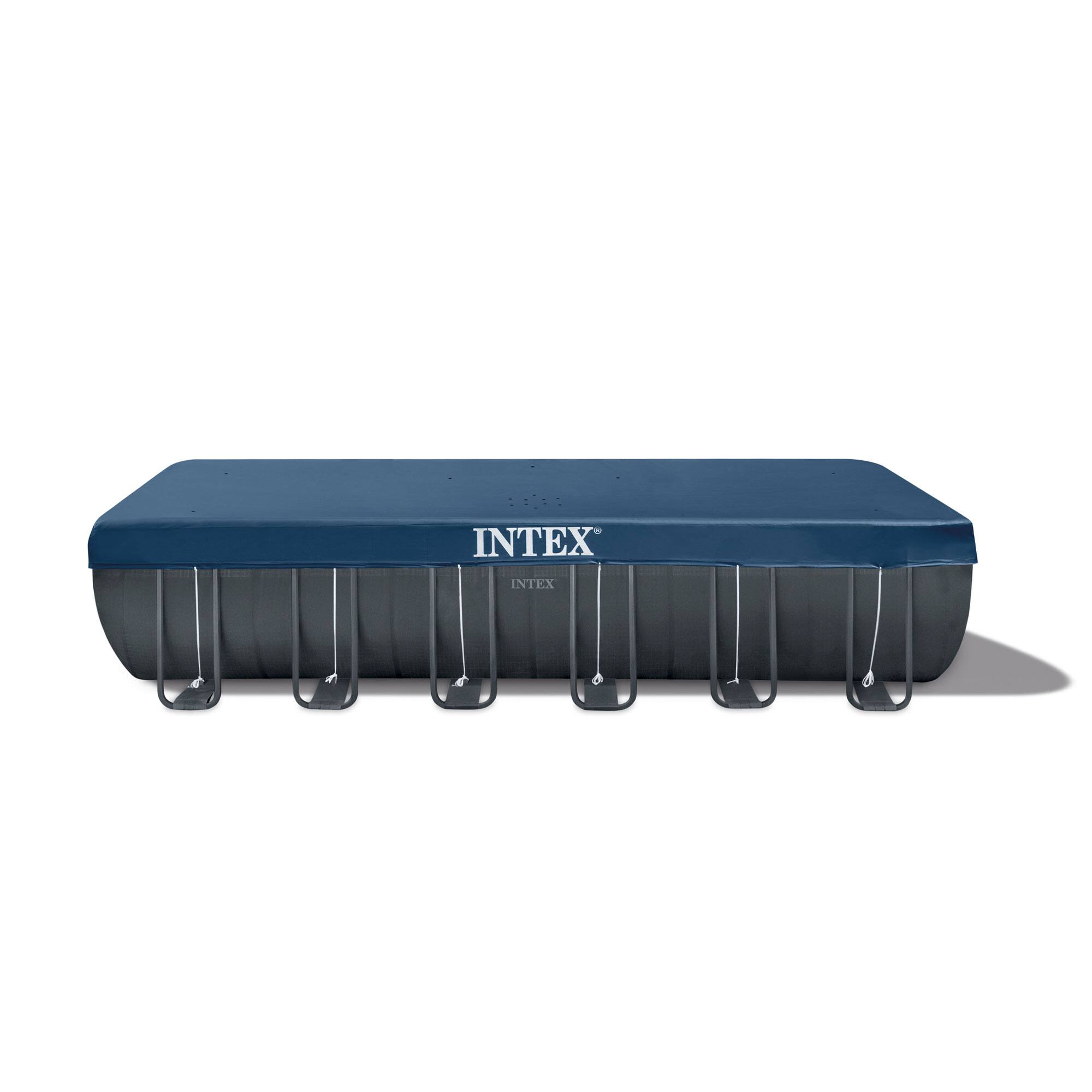 Left. Intex - Rectangular Ultra XTR Frame Swimming Pool w Canopy - Blue.