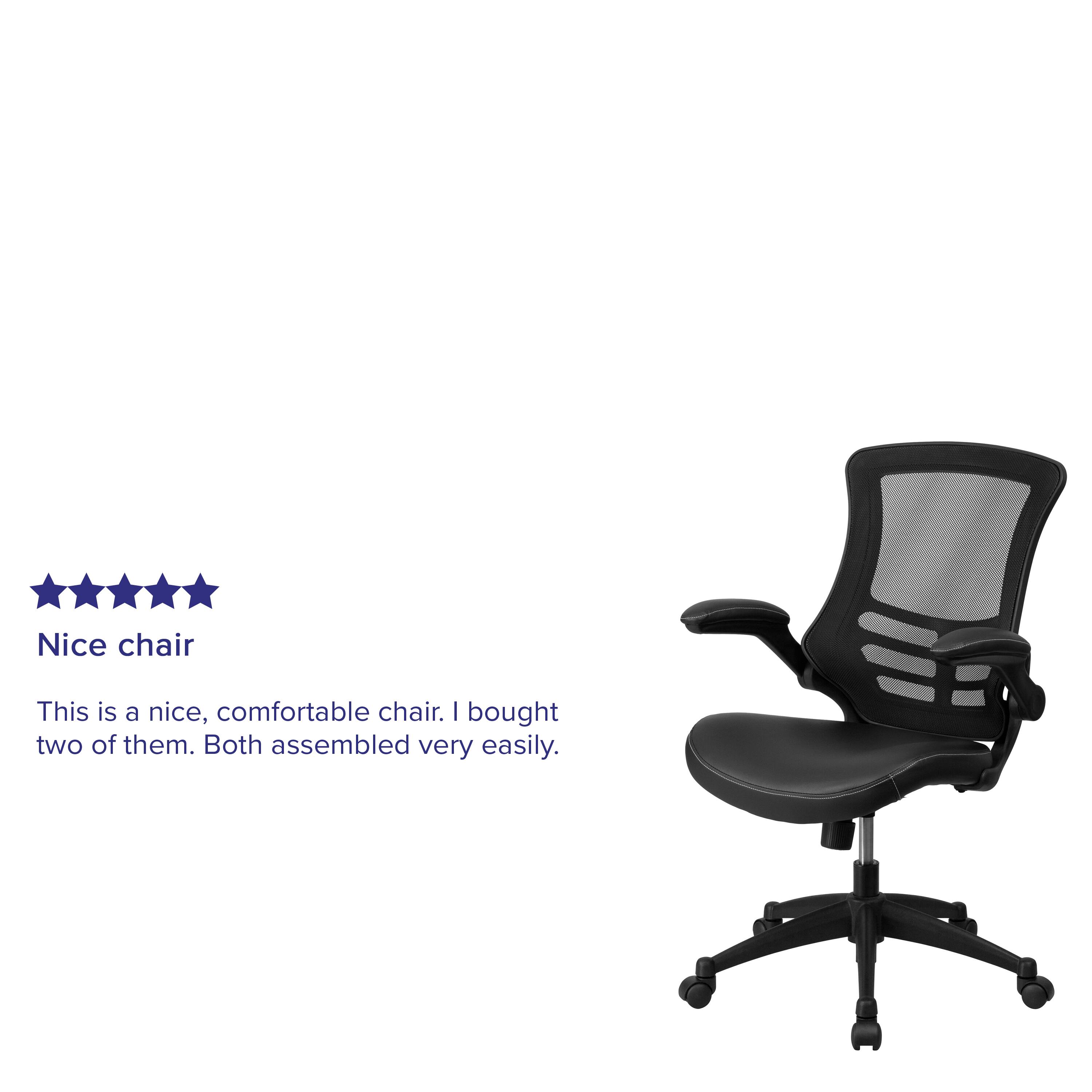 Nice chair

This is a nice, comfortable chair. I bought two of them. Both assembled very easily.
