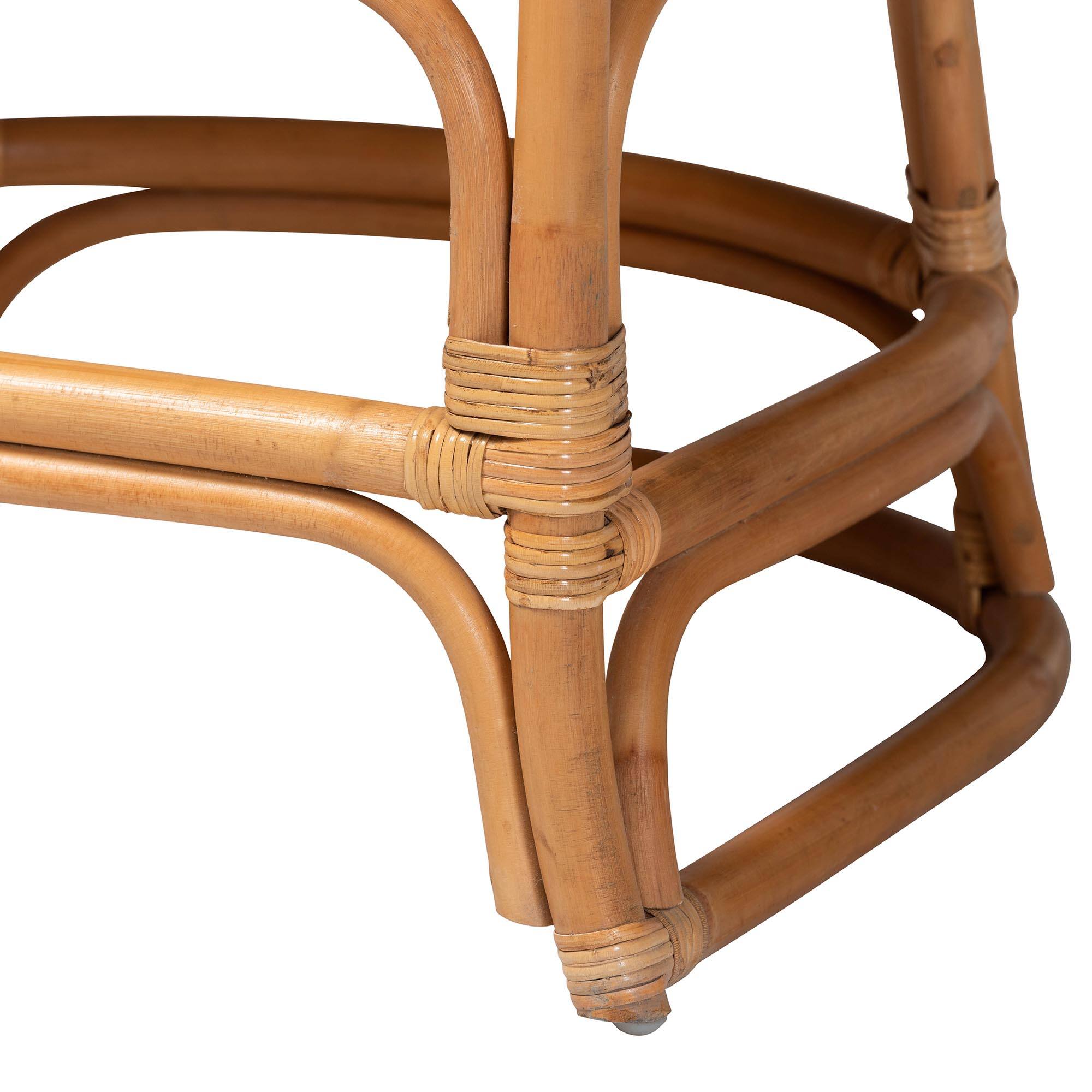 Alt View 2. bali & pari - Veneto Natural Rattan Dining Chair with Scalloped Back - Light Honey/Dark Brown.