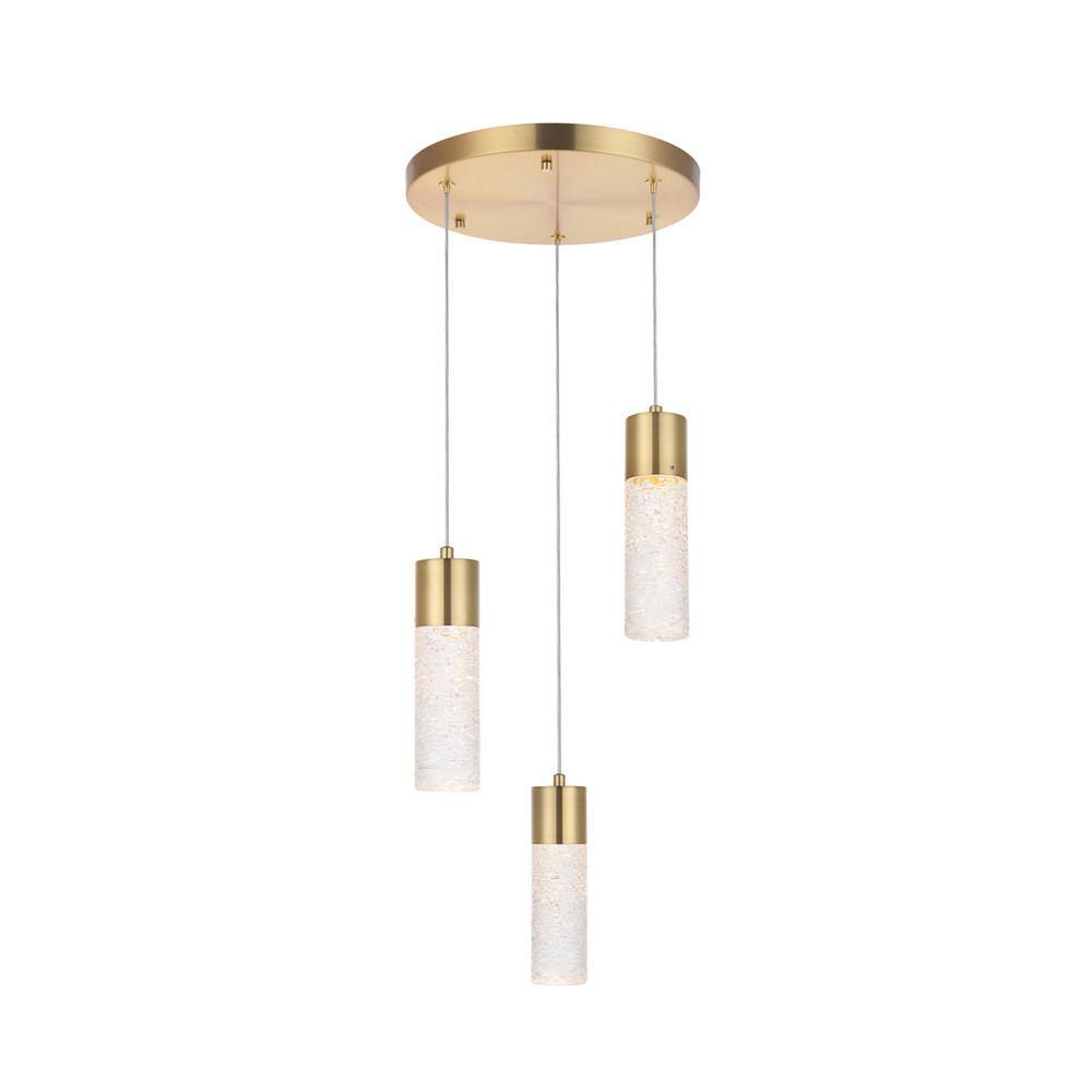 Back. Elegant Lighting - Constellation 3 light Gold LED Pendant - Gold.