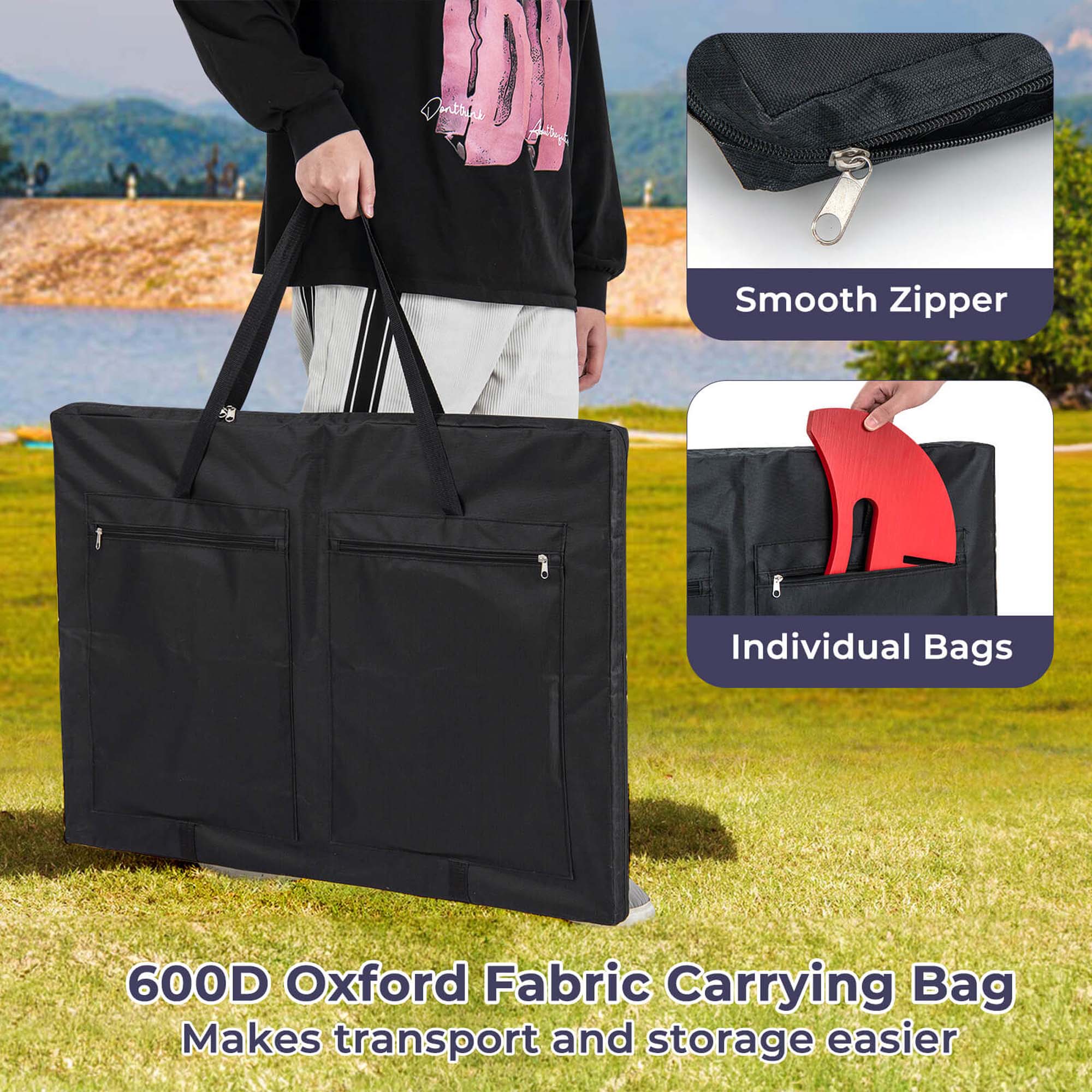 Smooth Zipper, Individual Bags, 600D Oxford Fabric Carrying Bag, Makes transport and storage easier