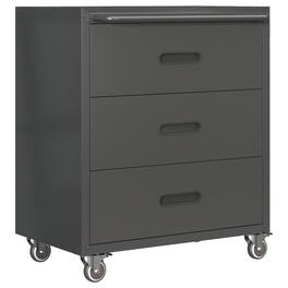 Mirfee - Heavy-Duty Metal Storage Cabinet with Wheels, 3-Drawer Tool Cabinet - Black