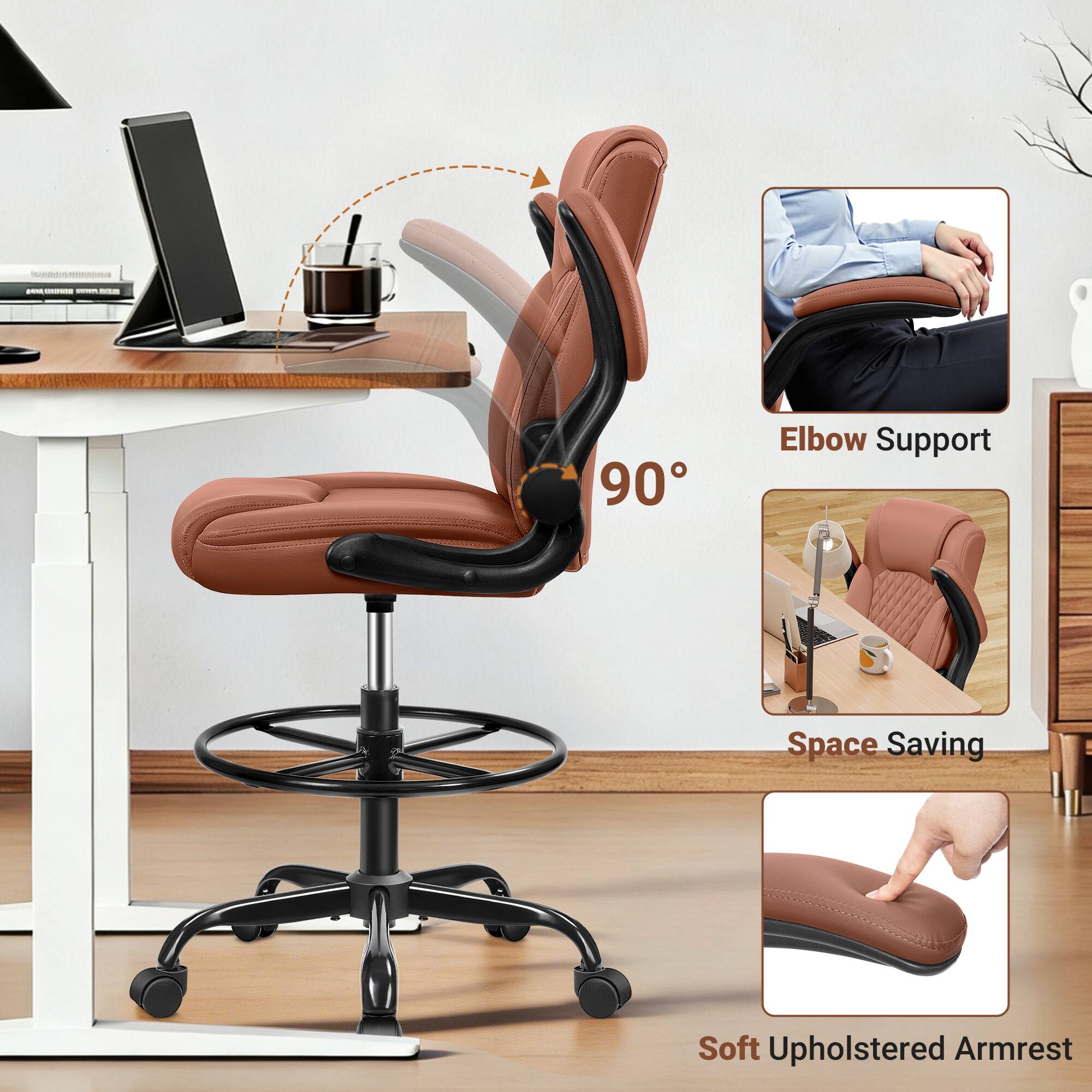 - addas 90 Elbow Support Space Saving Soft Upholstered Armrest