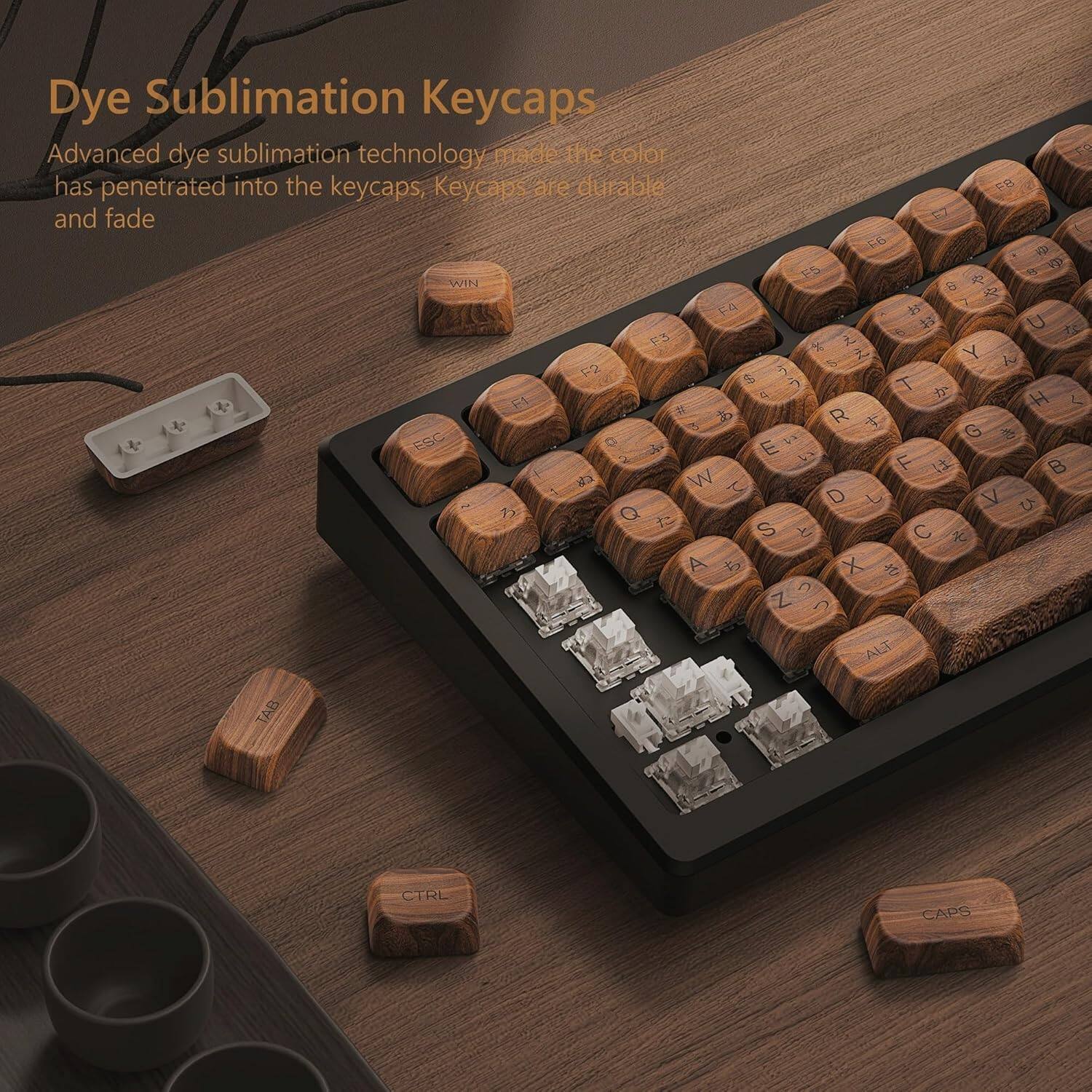 Dye Sublimation Keycaps

Advanced dye sublimation technology made the color has penetrated into the keycaps, Keycaps are durable and fade

1 2 3 4 5 6 7 8 9 0

Q W E R T Y U I O P

A S D F G H J K L

Z X C V B N M

ESC F1 F2 F3 F4 F5 F6 F7 F8 F9 F10 F11 F12

WIN ALT CTRL CAPS
