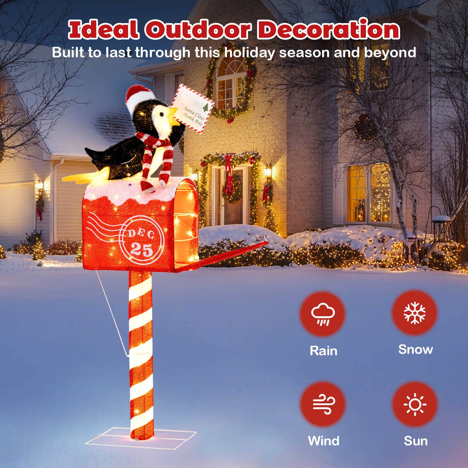 Ideal Outdoor Decoration  
Built to last through this holiday season and beyond  

Rain  
Snow  
Wind  
Sun