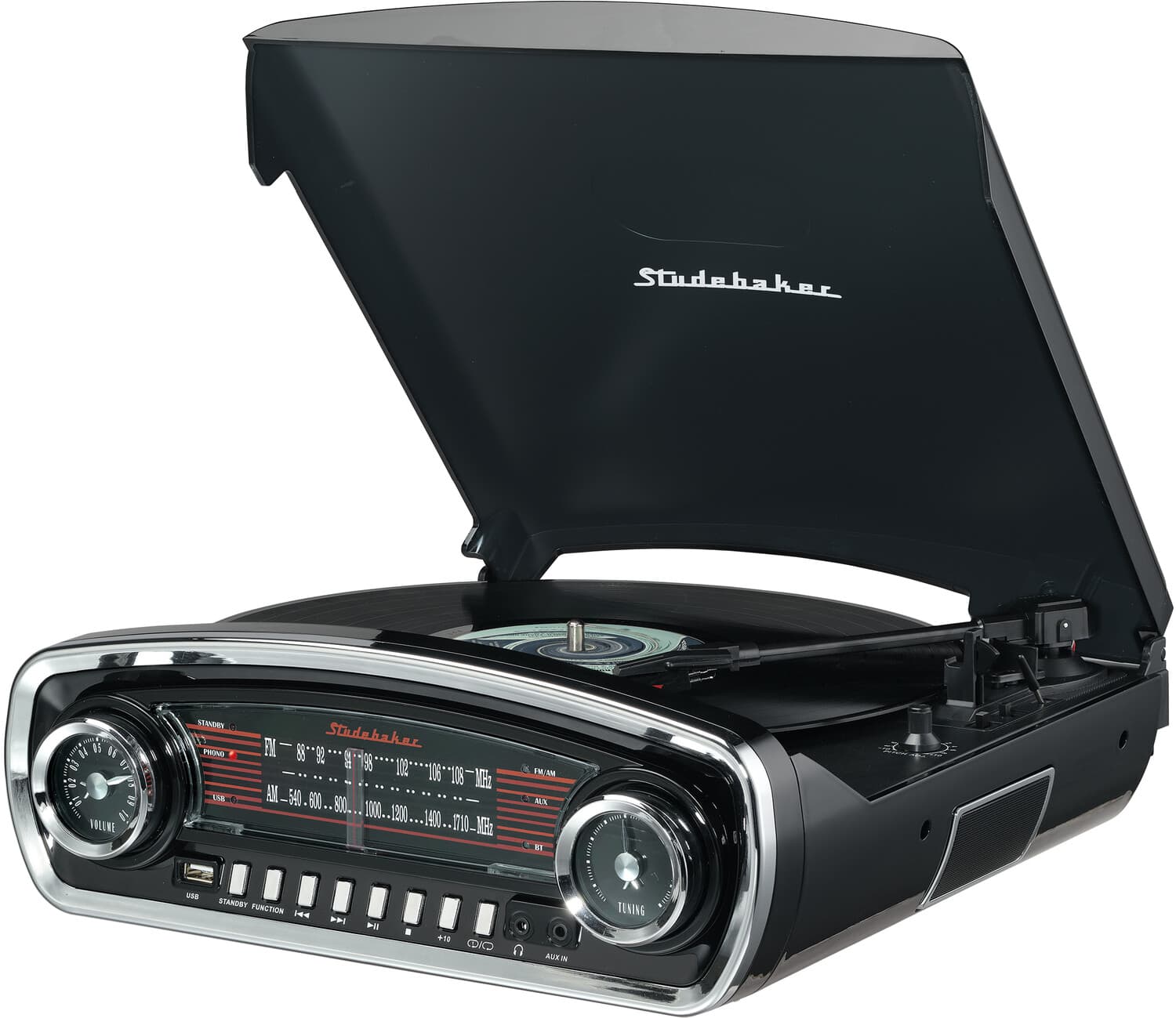 Studebaker
FM - 88 - 108 MHz
AM - 540 - 600 - 700 - 800 - 1000 - 1200 - 1400 - 1600 - 1710 MHz
TUNING
VOLUME
USB
STANDBY FUNCTION
PLAY
STOP
PAUSE
FORWARD
REVERSE
AUX IN
FM/AM
CMT
I/9
MX
D
AM/FM
TENING