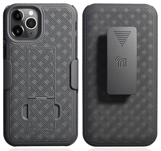 Alt View 2. Nakedcellphone - Slim Case with Stand and Belt Clip Holster for Apple iPhone 11 Pro - Black.