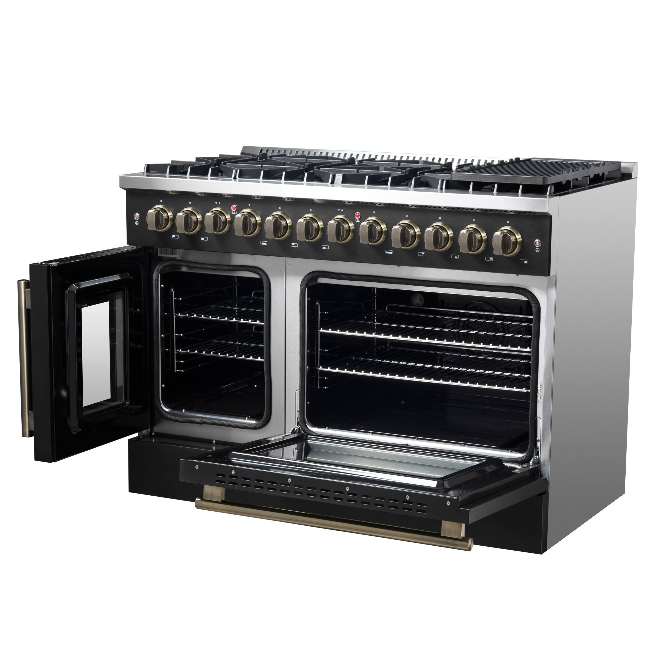 Alt View 2. Forno Appliances - 48 in. Wide 8 Burner Galiano 6.58 Cu. Ft. Freestanding Dual Fuel True Convection Range - Black.