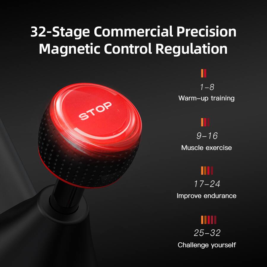 32-Stage Commercial Precision Magnetic Control Regulation

1-8 Warm-up training  
9-16 Muscle exercise  
17-24 Improve endurance  
25-32 Challenge yourself
