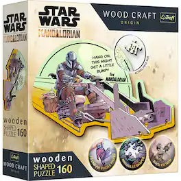 Trefl - Wood Craft 160 Piece Wooden Puzzle - Star Wars - The Mandalorian Reunite - Blue, Beige, Black