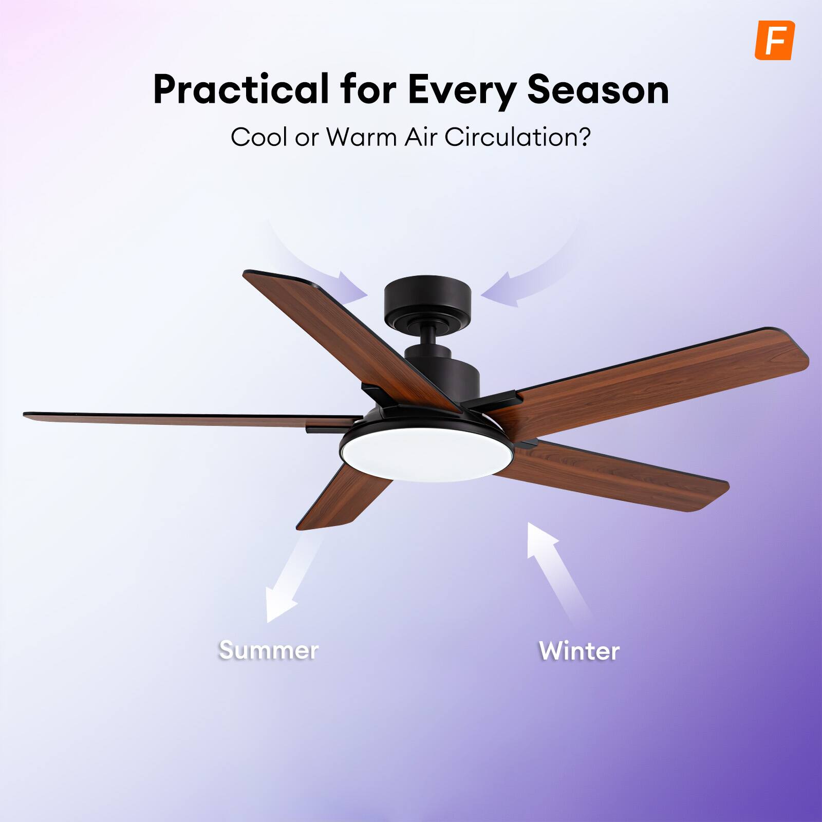 Practical for Every Season  
Cool or Warm Air Circulation?  

Summer  
Winter