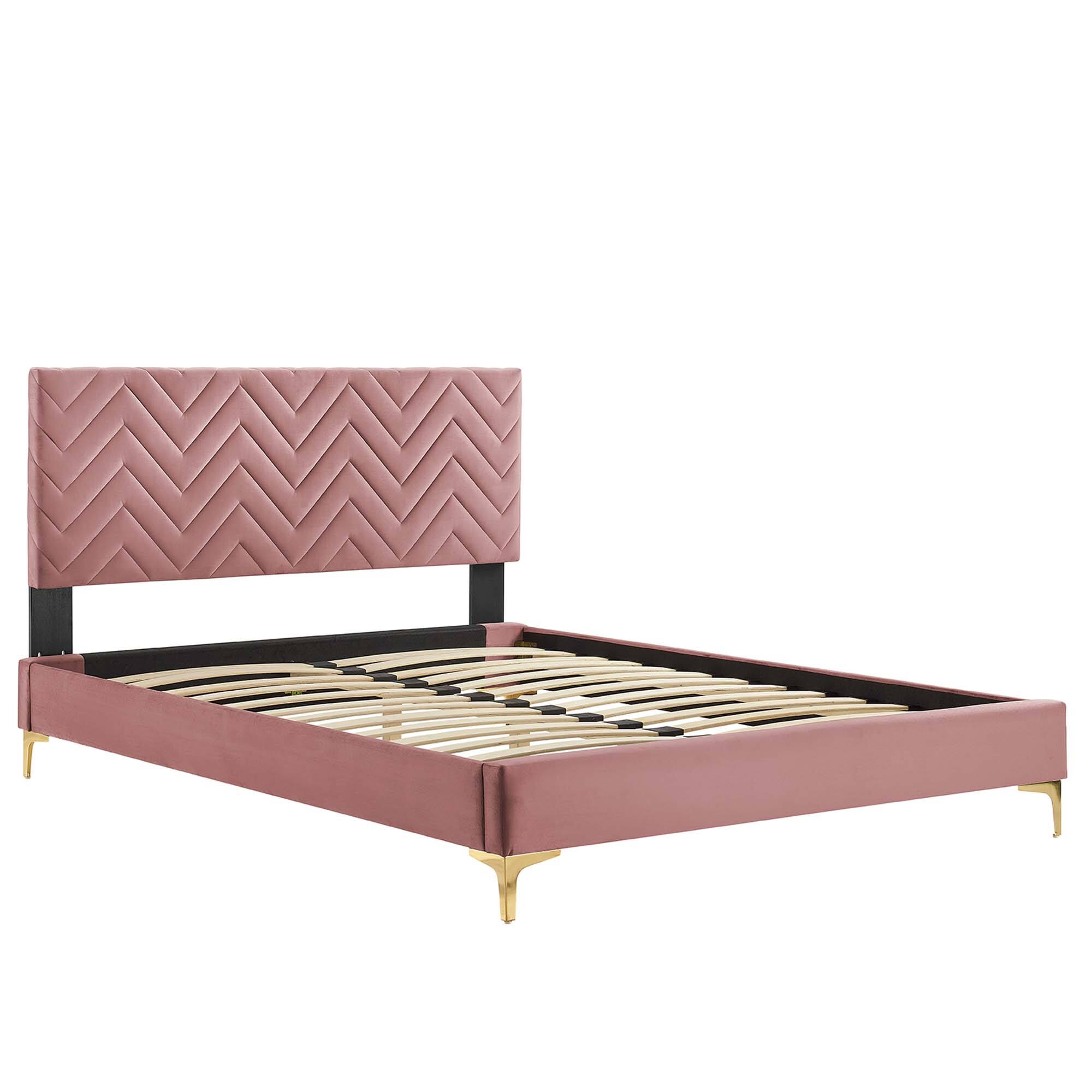 Alt View 2. Modway - Bridgette Wood King Platform Bed With Splayed Legs - Brown.
