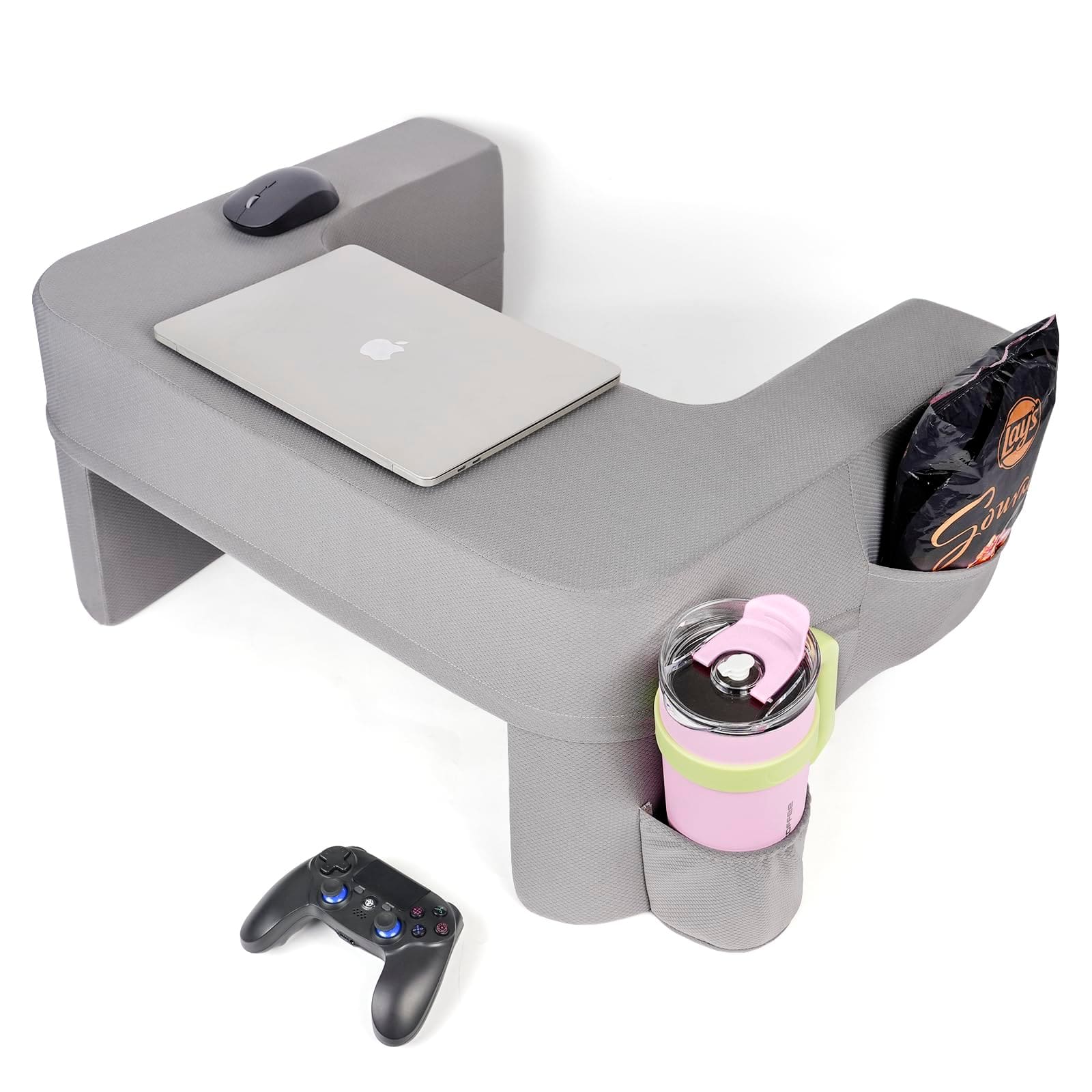 MAGICAL RUBS - Reading Pillow For Gaming Soft Lap Desk Laptop Ultimate With Cup Holder Pocket Comfort Bed Couch Car - Gray Large