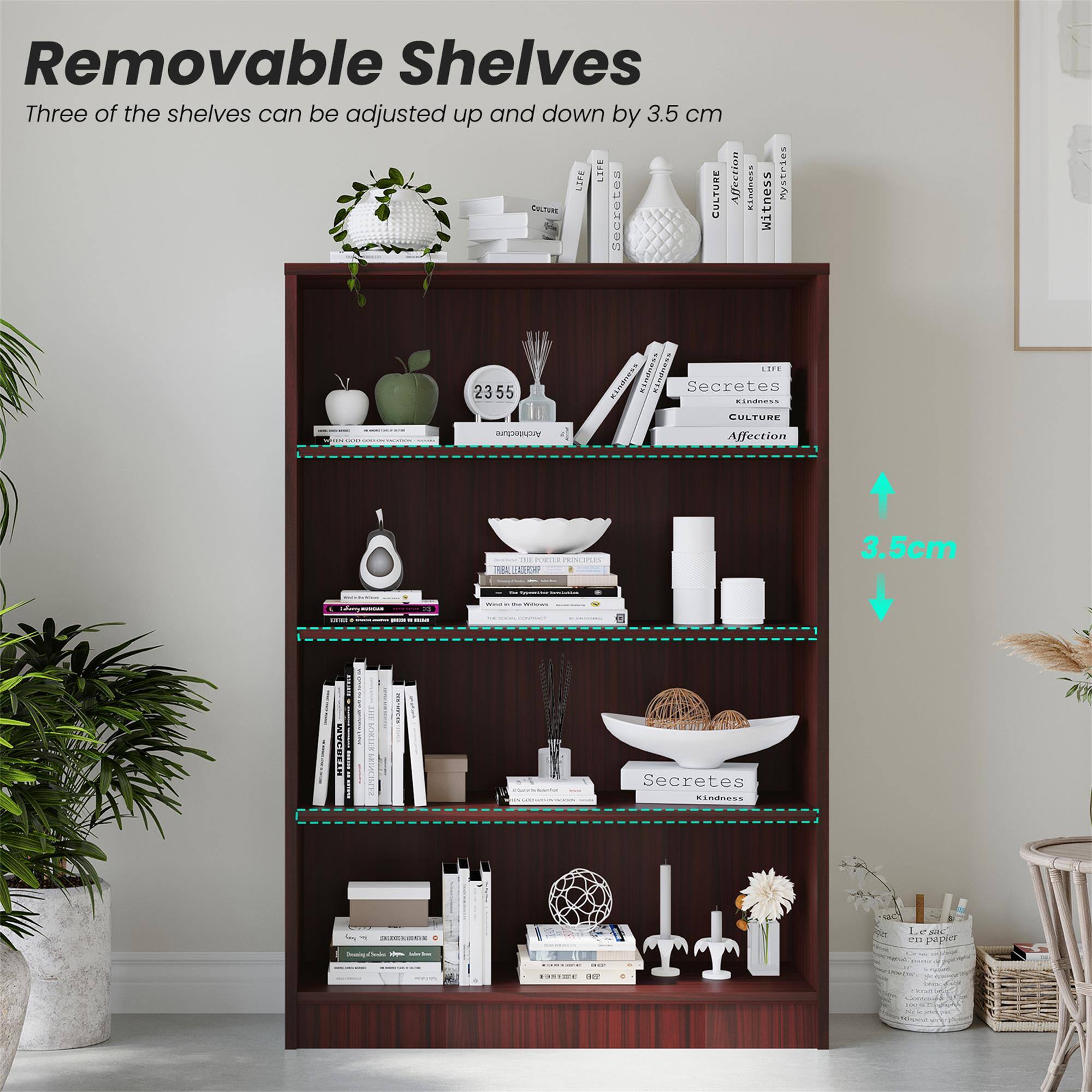 Removable Shelves  
Three of the shelves can be adjusted up and down by 3.5 cm

LIFE  
Affection  
Kindness  
Mysteries  
CULTURE  
Secretes  
CULTURE  
Witness  
LIFE  
2355  
Kindness  
Kindness  
Kindness  
Secretes  
Kindness  
CULTURE  
Architecture  
Affection  

PORTER PRINCIPLES DESE  
3.5cm  
everium  
DO  
Wea Phic Willown  
10:00  
- .  
Secretes Kindness  
************ Hindent - --  
Lesac m papier ; - C  
POWER  
38  
- CHRUS  
- 2% Greguar