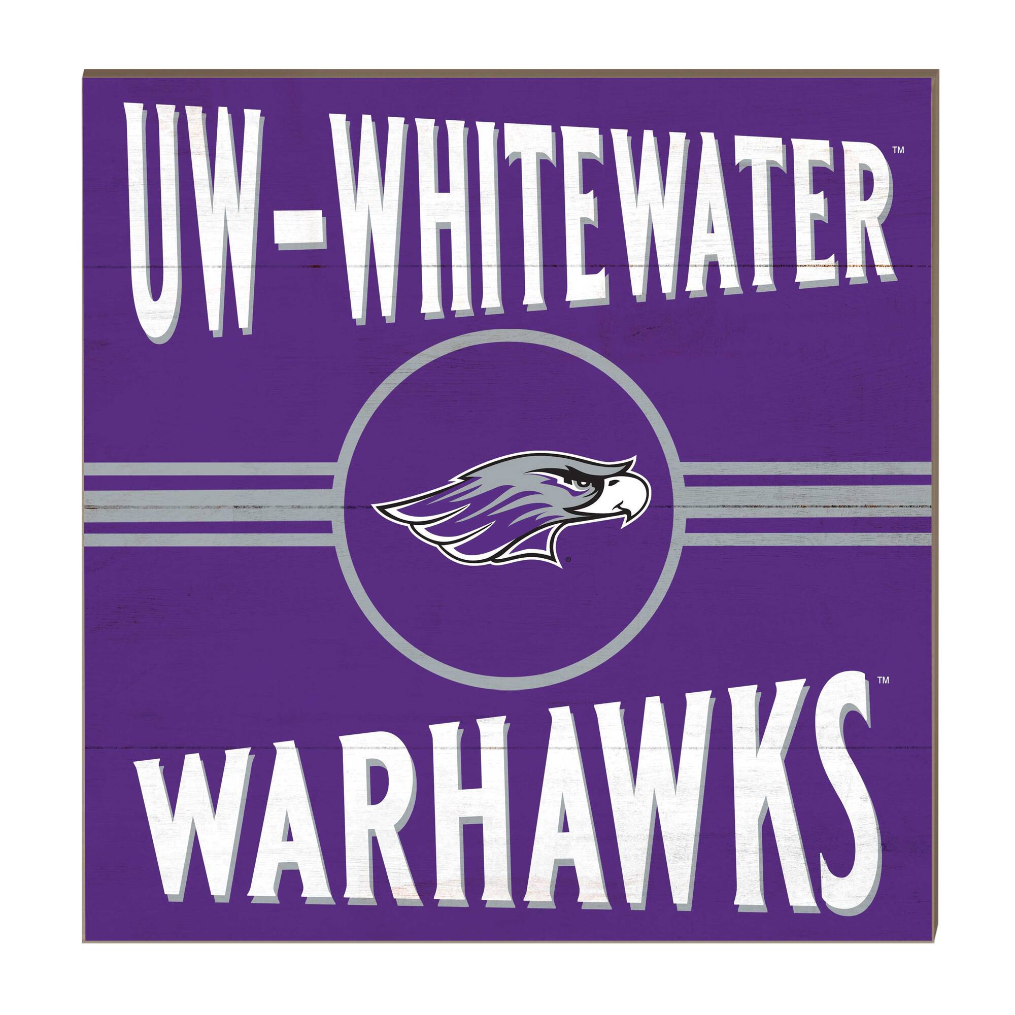 Wisconsin-Whitewater Warhawks 10'' x 10'' Retro Team Sign