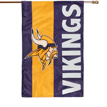 Front. Evergreen Enterprises - Minnesota Vikings 28" x 44" Double-Sided Embellish House Flag - Multicolor.