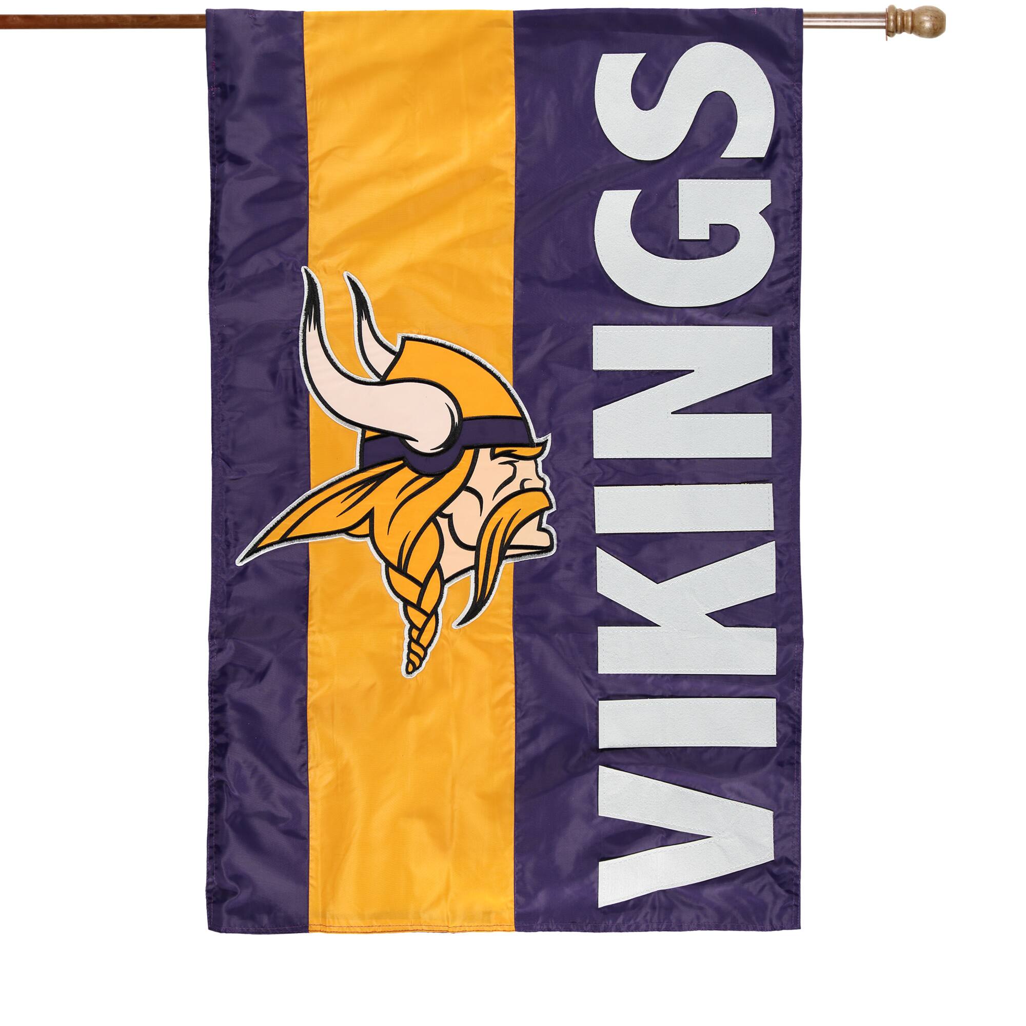 Front. Evergreen Enterprises - Minnesota Vikings 28" x 44" Double-Sided Embellish House Flag - Multicolor.