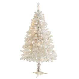 BreeBe - 4' Artificial Christmas tree with 100 Clear LED Lights - White