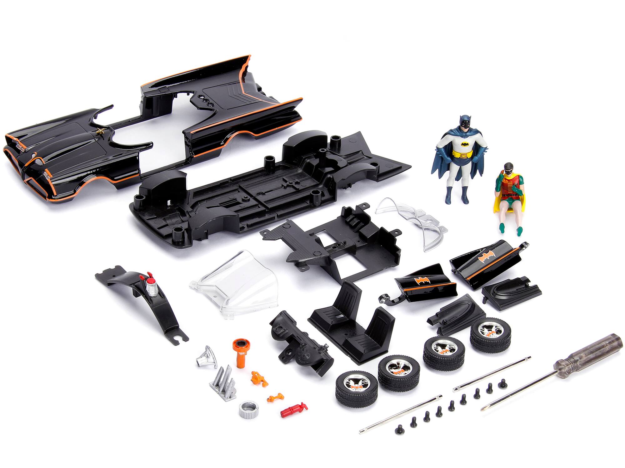 Alt View 1. Jada - Model Kit Classic Batmobile Black with Batman Diecast Figure "Batman" (1966-1968) TV Series "Build N' Collect" 1/24 - Black.