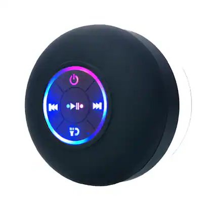 Front. Luckbyte - Portable Wireless Bluetooth Speaker with Suction Cup LED Light IPX4 Waterproof for Outdoor Bathroom Use.