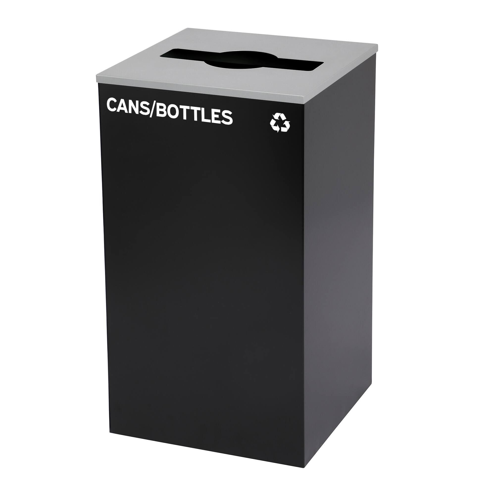 Angle. Alpine Industries - 29 Gallon Steel Trash Can with Mixed Lid - Black.