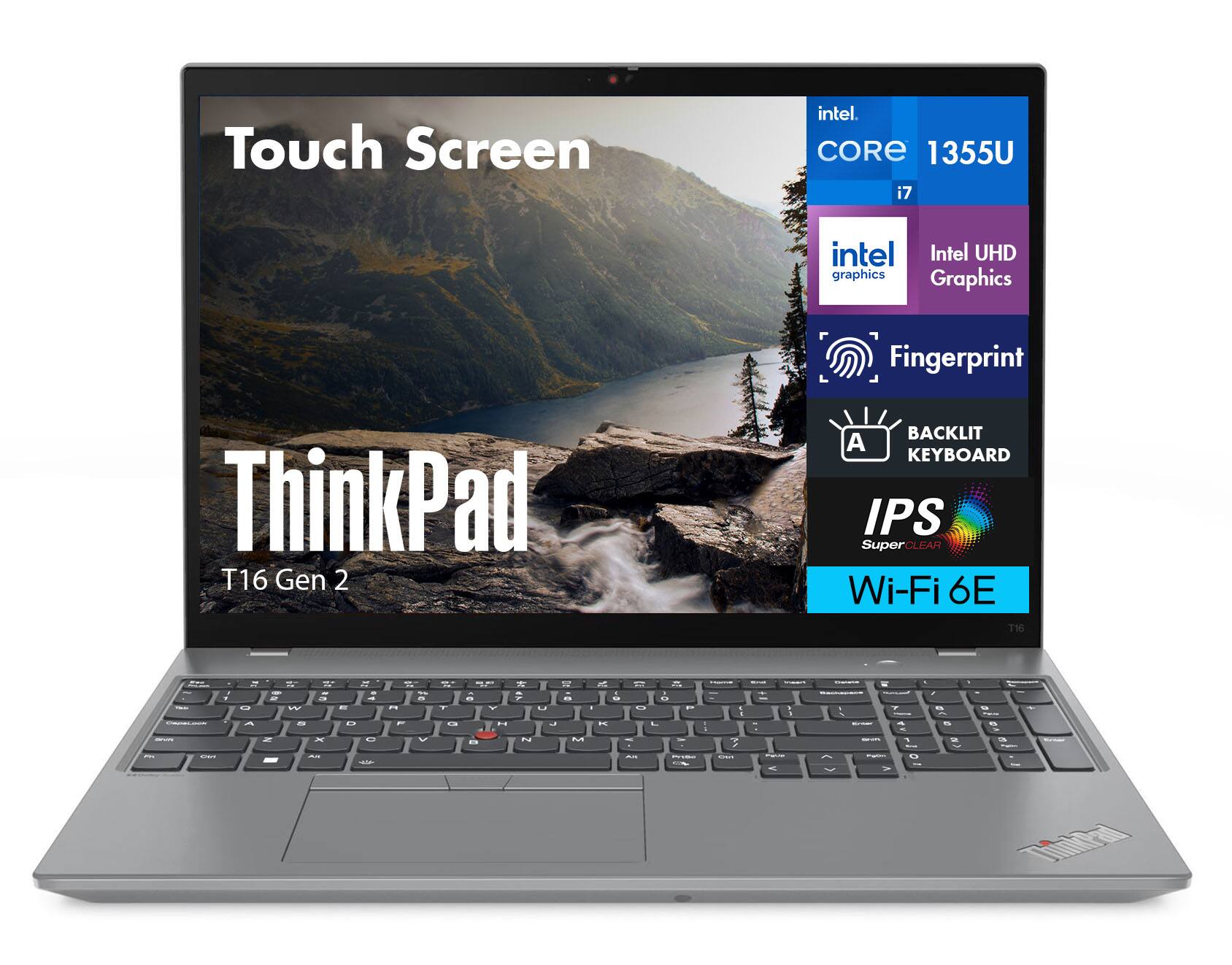 Touch Screen  
Intel CORE i7 1355U  
Intel UHD Graphics  
Fingerprint  
BACKLIT KEYBOARD  
IPS SuperCLEAR  
Wi-Fi 6E  
ThinkPad T16 Gen 2