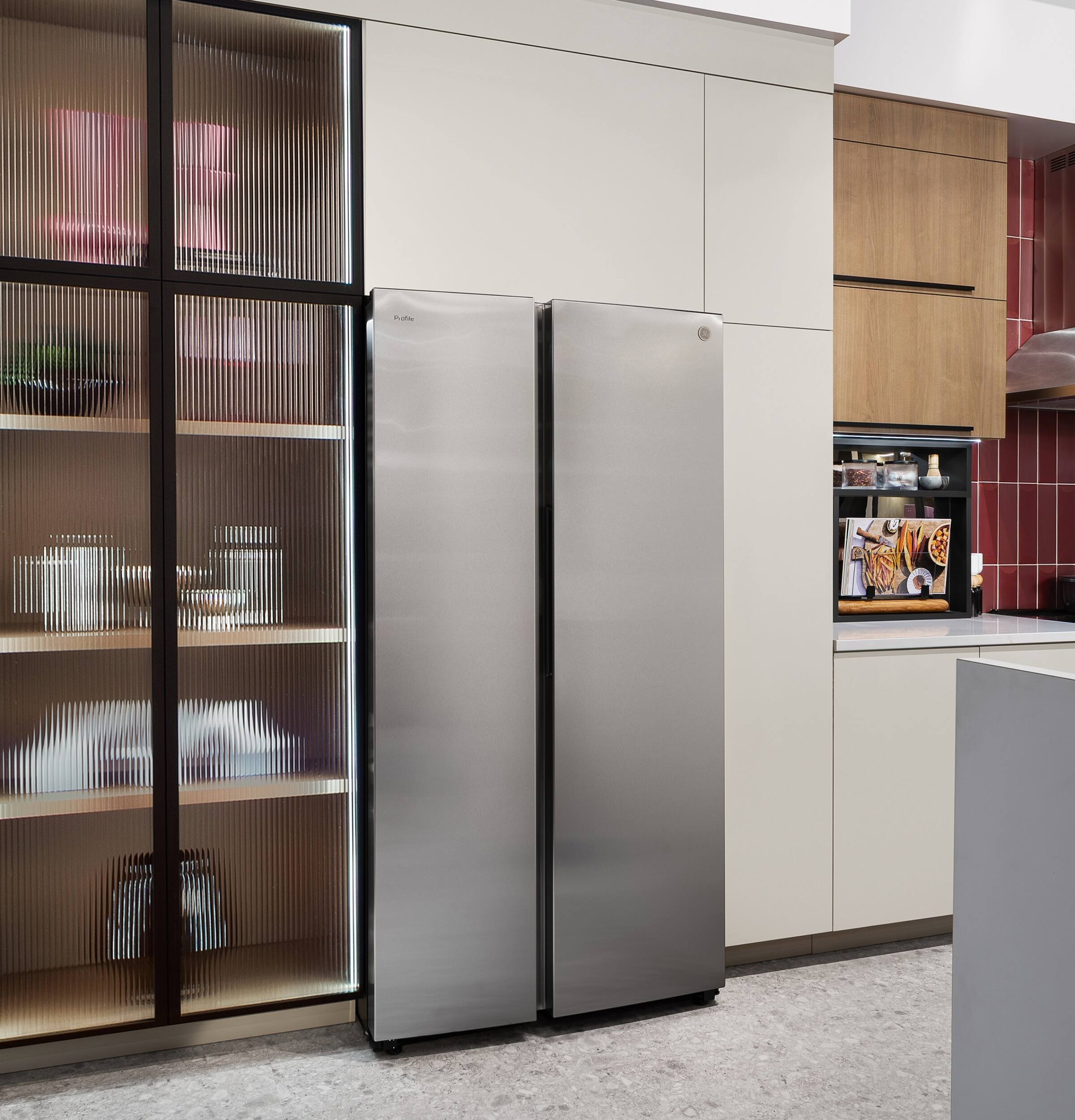 Alt View 25. GE Profile - 36 in. Wide 28.4 Cu. Ft. Smart Side-By-Side Refrigerator with Dual-Dispense AutoFill Pitcher and CustomSize Ice - Stainless Steel.