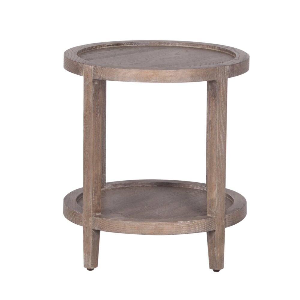 Alt View 2. Porter Designs - Lowell Solid White Oak Wood End Table - Brown.