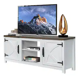 Ihomeadore - 58" ModernTV Stand Media Console for TV up to 65" with Open Storage Shelves and Cabinets - White