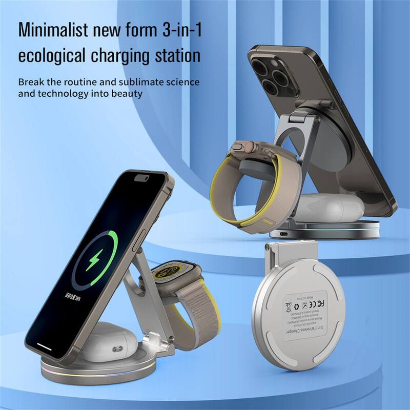 Minimalist new form 3-in-1 ecological charging station  
Break the routine and sublimate science and technology into beauty