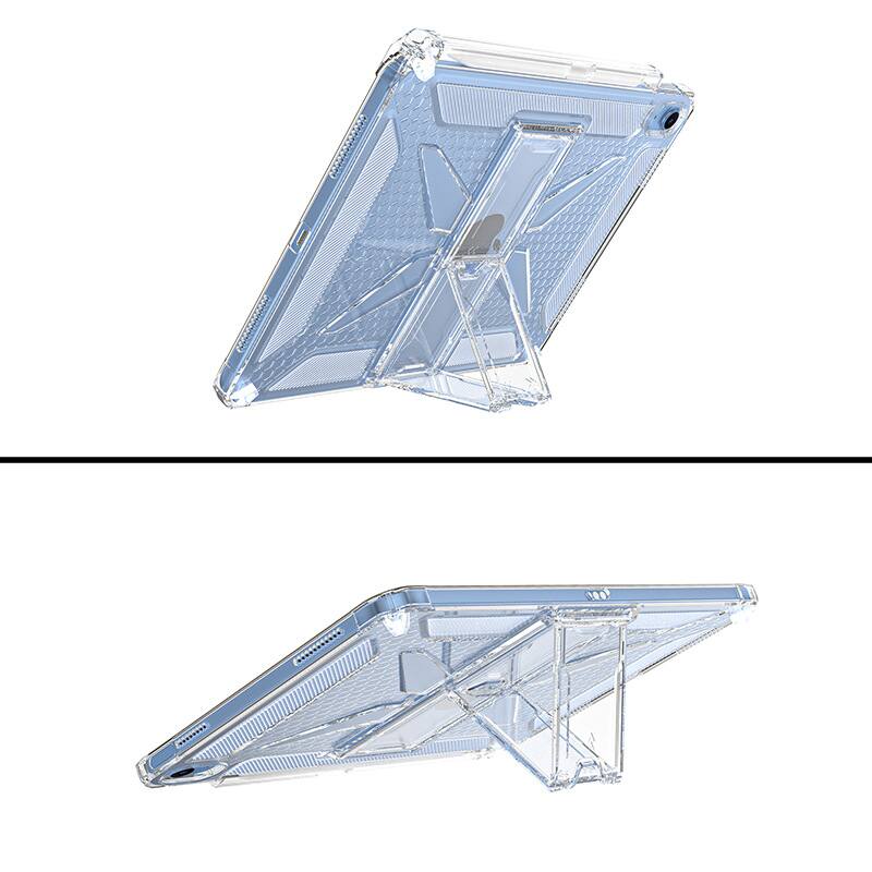 Left. Dteck - Case for iPad A16 11th Gen 11" 2025/ 10th Gen 10.9" 2022, Slim Shockproof Stand Transparent Cover with Pencil Holder - Clear.