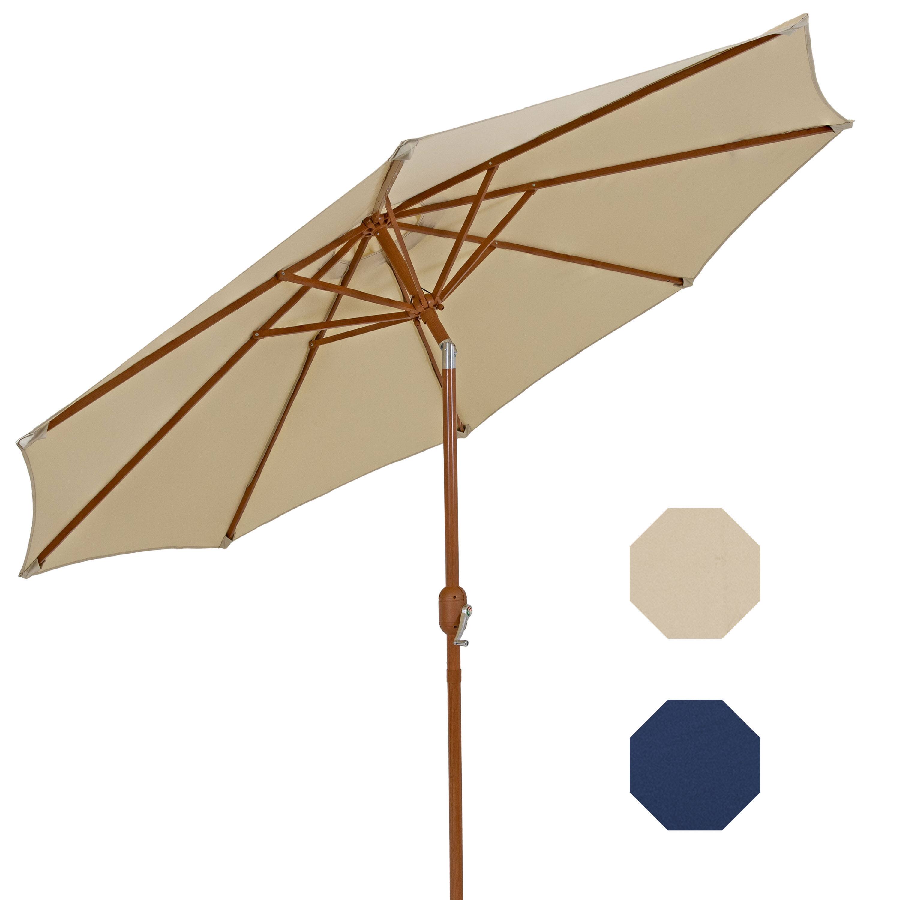 Alt View 9. Sunnydaze - 8.5 ft Patio Umbrella with Faux Woodgrain Finish - Beige.