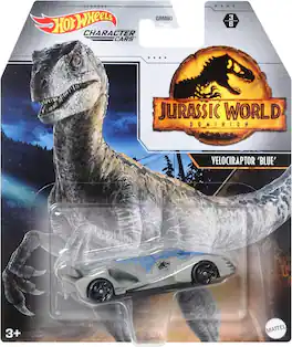 Hot Wheels - Character Cars Velociraptor Blue, Toy Vehicle for Ages 3 and Up