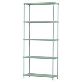 Design Ideas - MeshWorks 5 Tier Metal Storage Shelving Unit Rack Bookshelf, Green - Sage Green