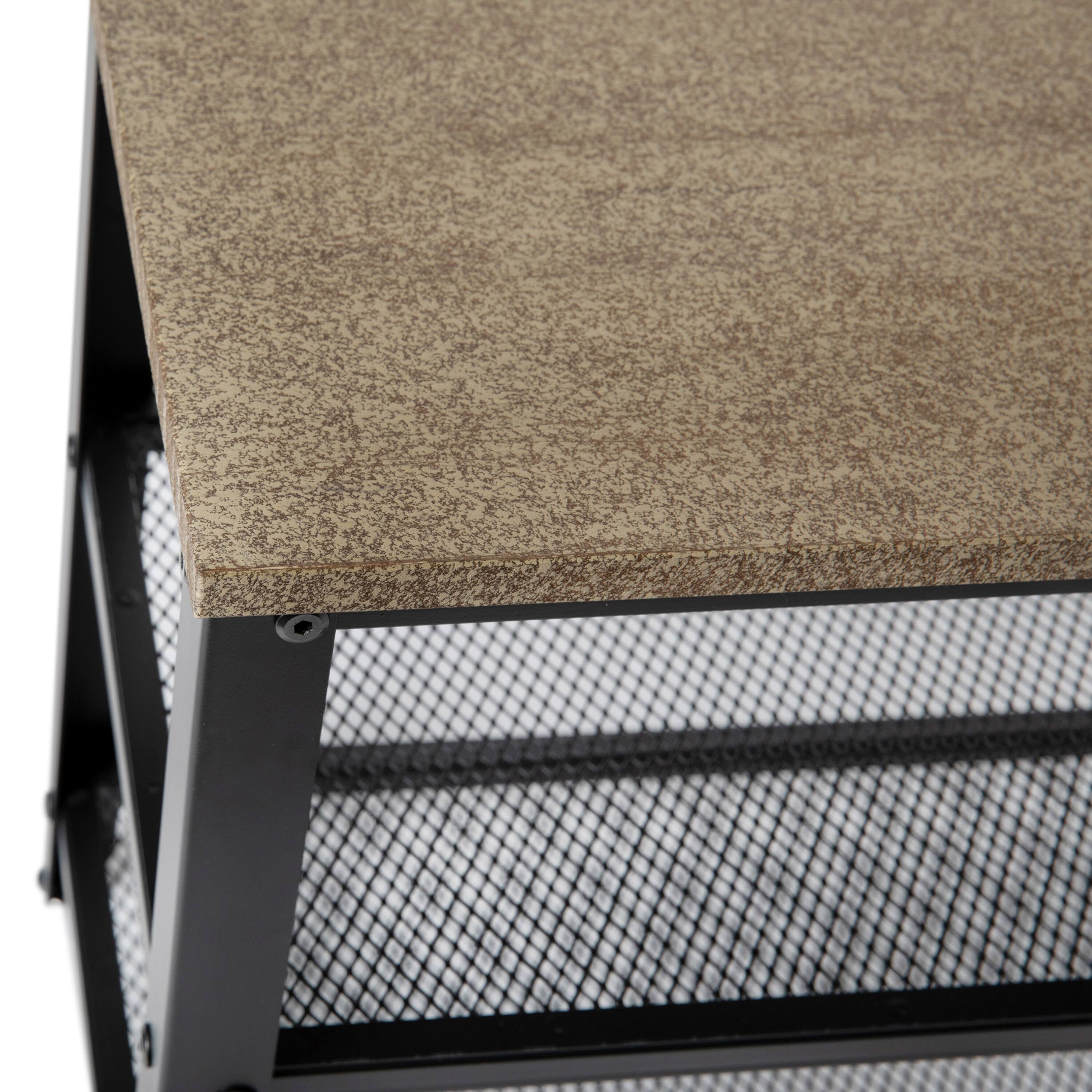 Alt View 9. Emma + Oliver - Isla 3-Tier Storage Bench with Metal Mesh Shelves for Entryway, Mudroom, or Bedroom - Weathered Brown.