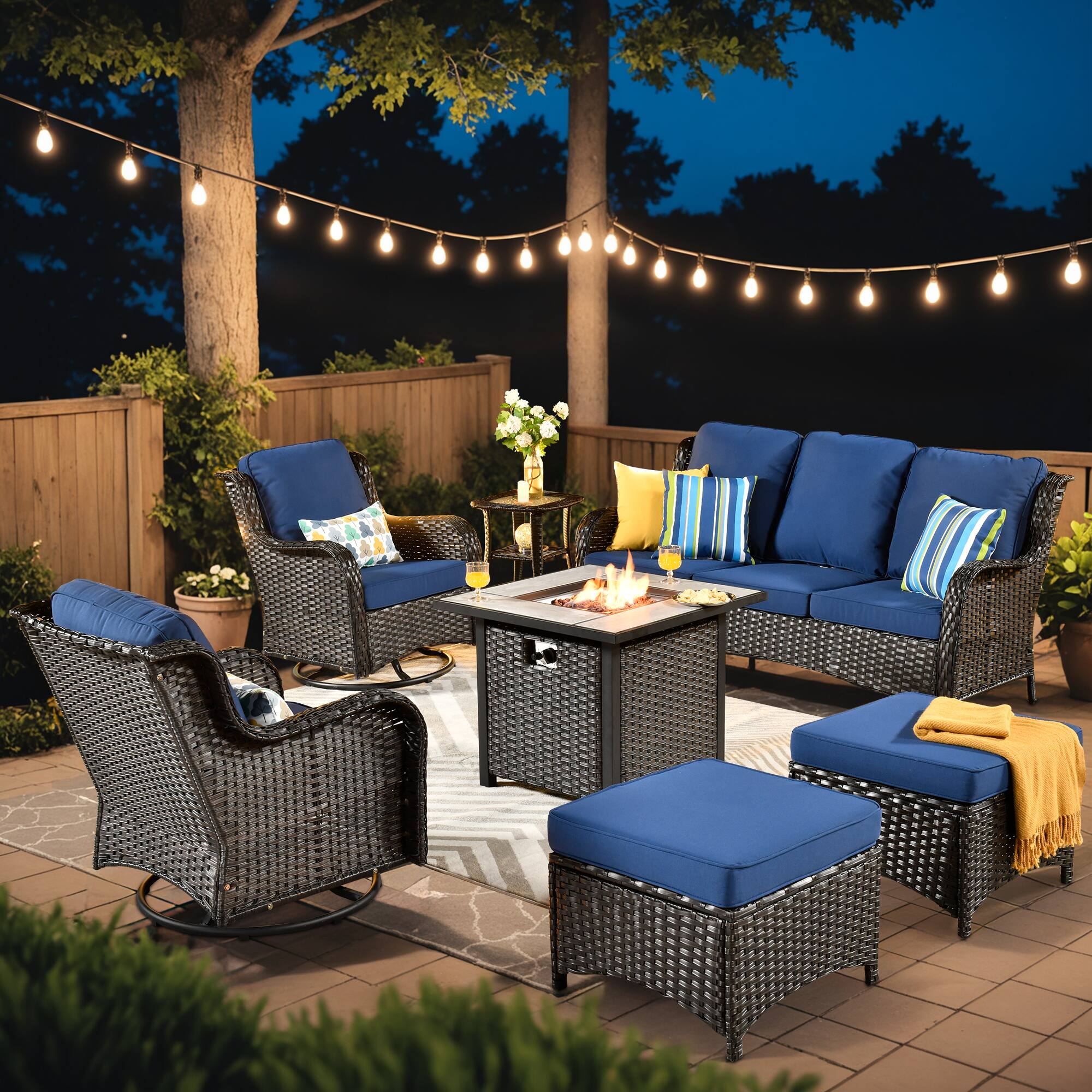 Navy Blue(Brown Wicker)