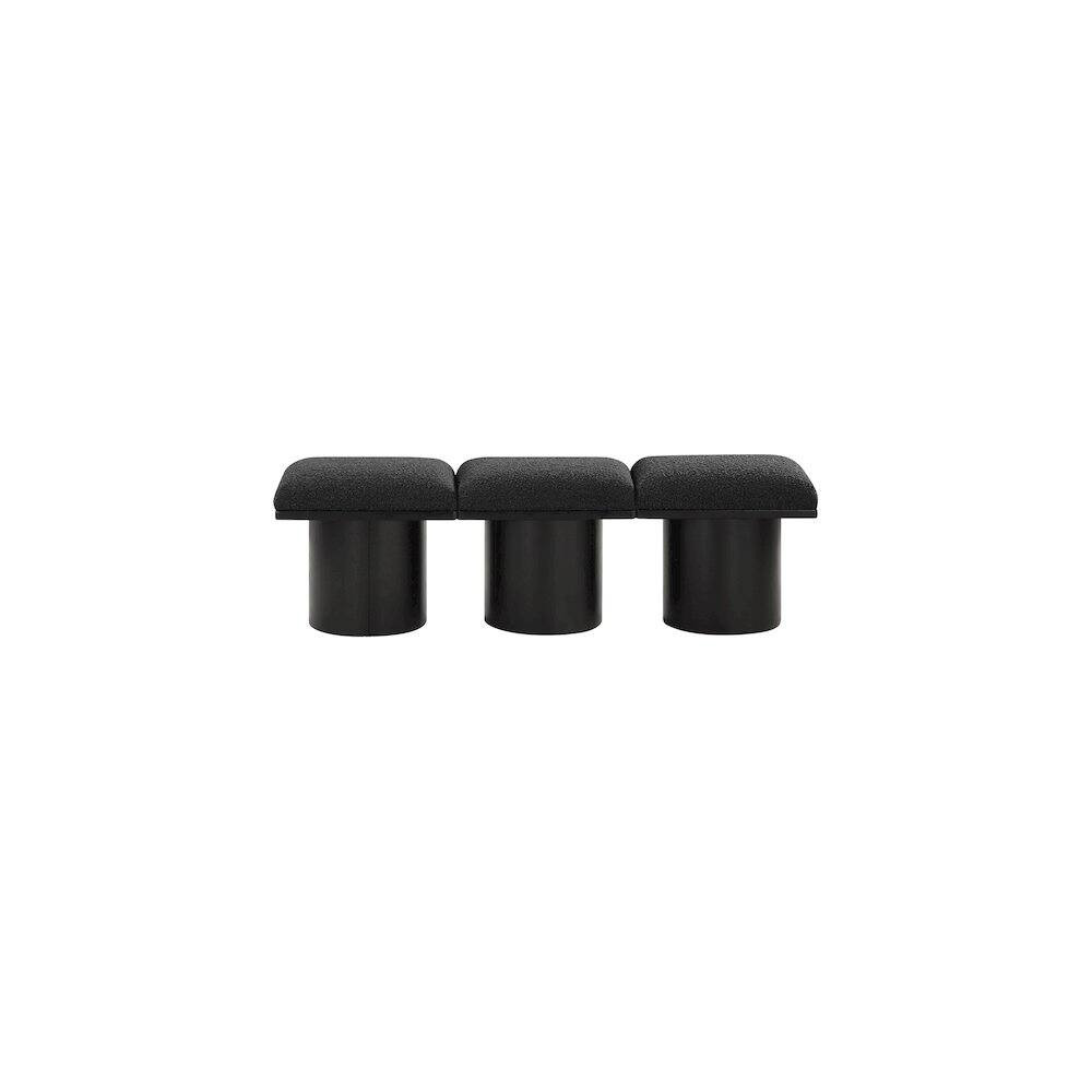 Angle. Meridian Furniture - Pavilion Black Boucle Fabric Bench - Black Boucle Fabric.