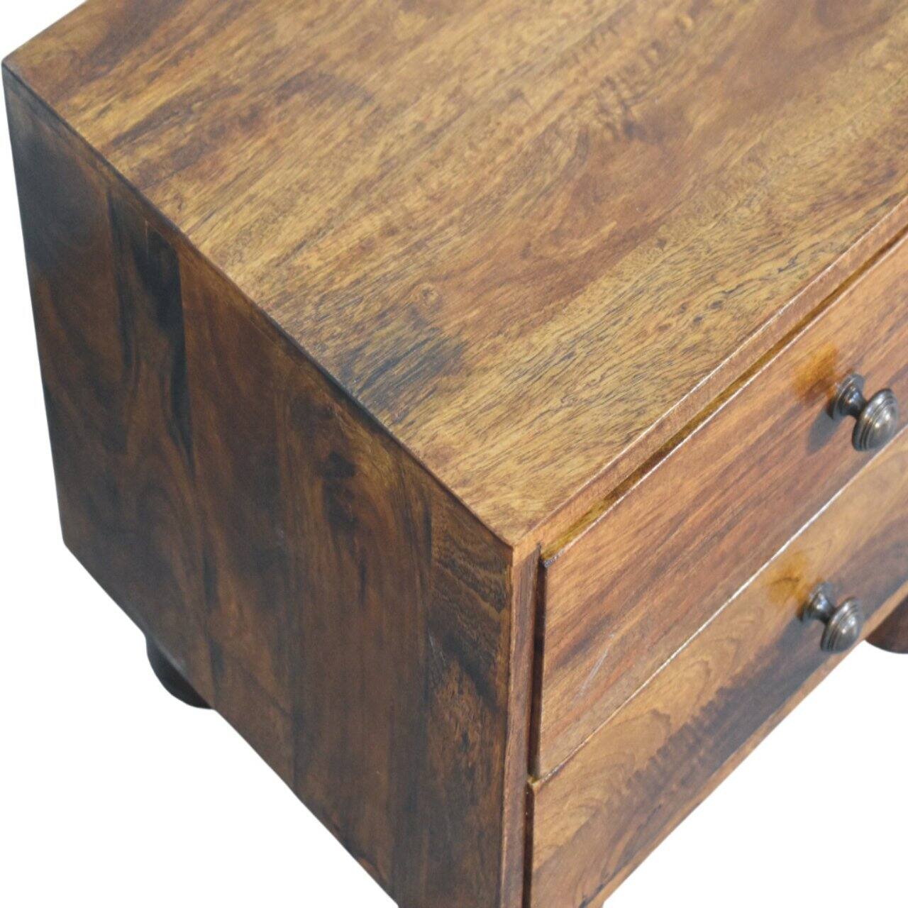 Alt View 1. Artisan Furniture - Artisan Furniture Solid Wood Tula 2 Drawer Chestnut Nightstand, Brown - brown.