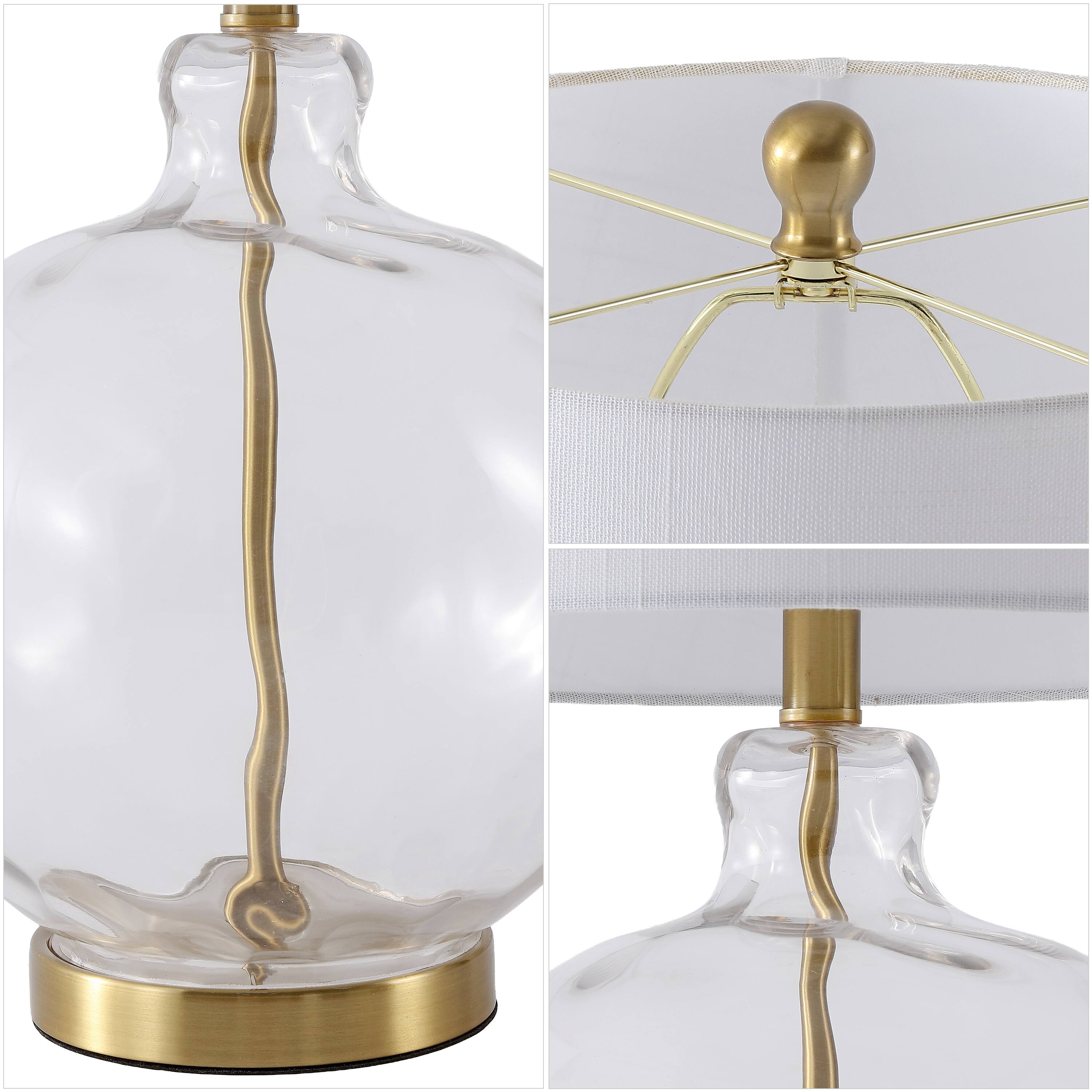 Alt View 4. Jonathan Y - Rae 26.5" Contemporary Glam Clear Glass and Brass Gold Metal Gourd Table Lamp for Living Room - Light Brown.