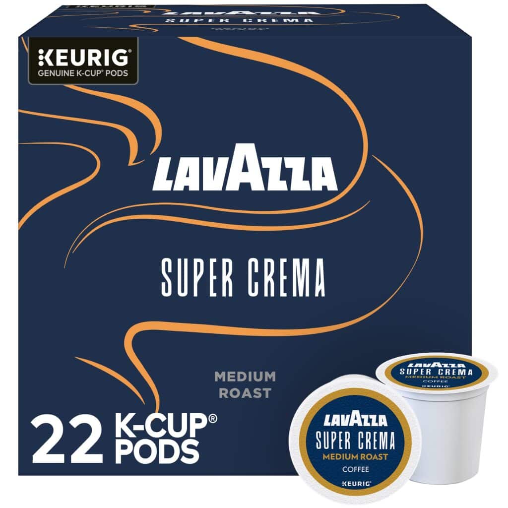 Lavazza - Super Crema Keurig K-Cup® Pods, Medium Roast, Arabica and Robusta Blend (88 Pods, 4 x 22 Pods))