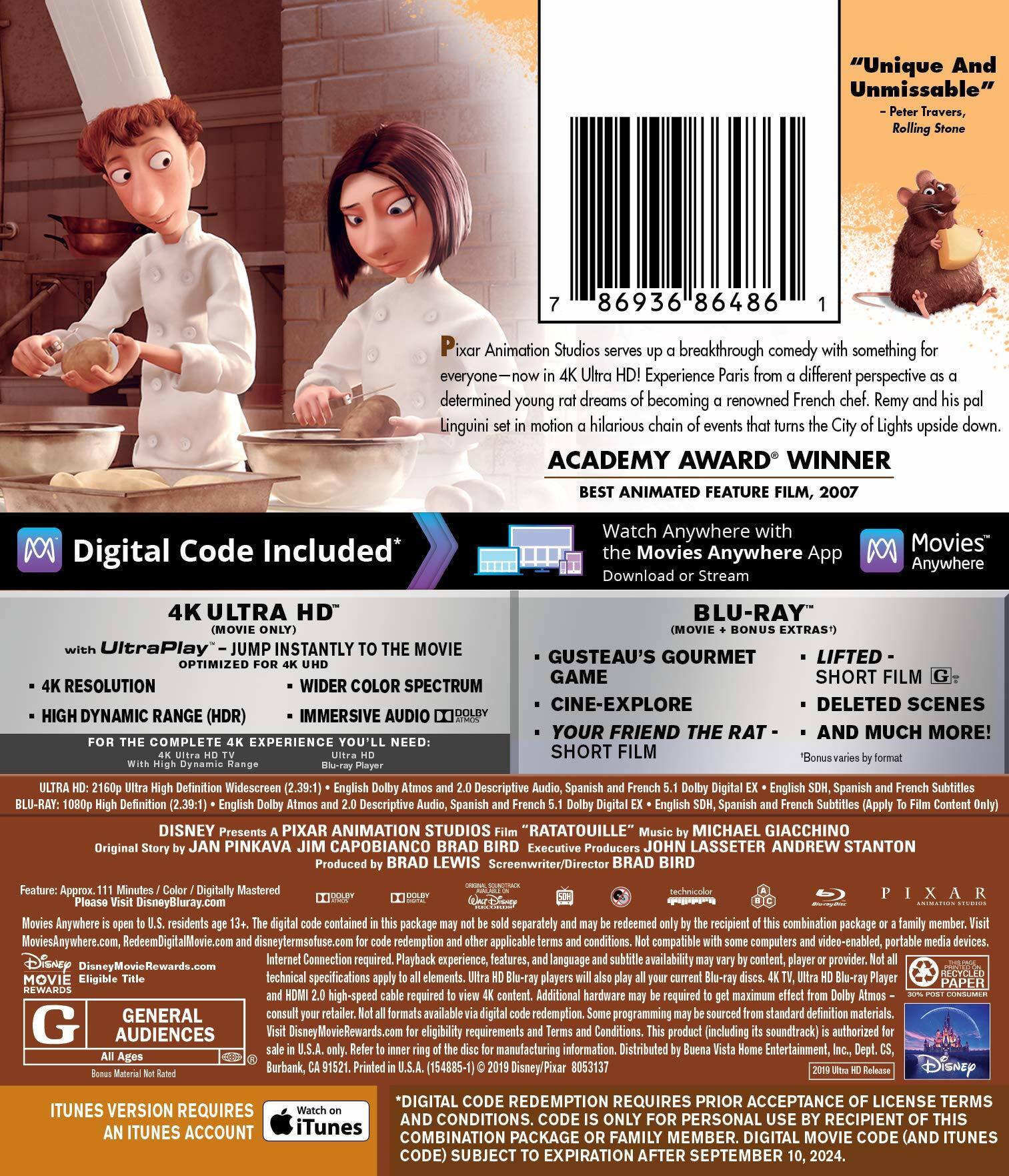 Alt View 1. Ratatouille   - 4K Blu-Ray.