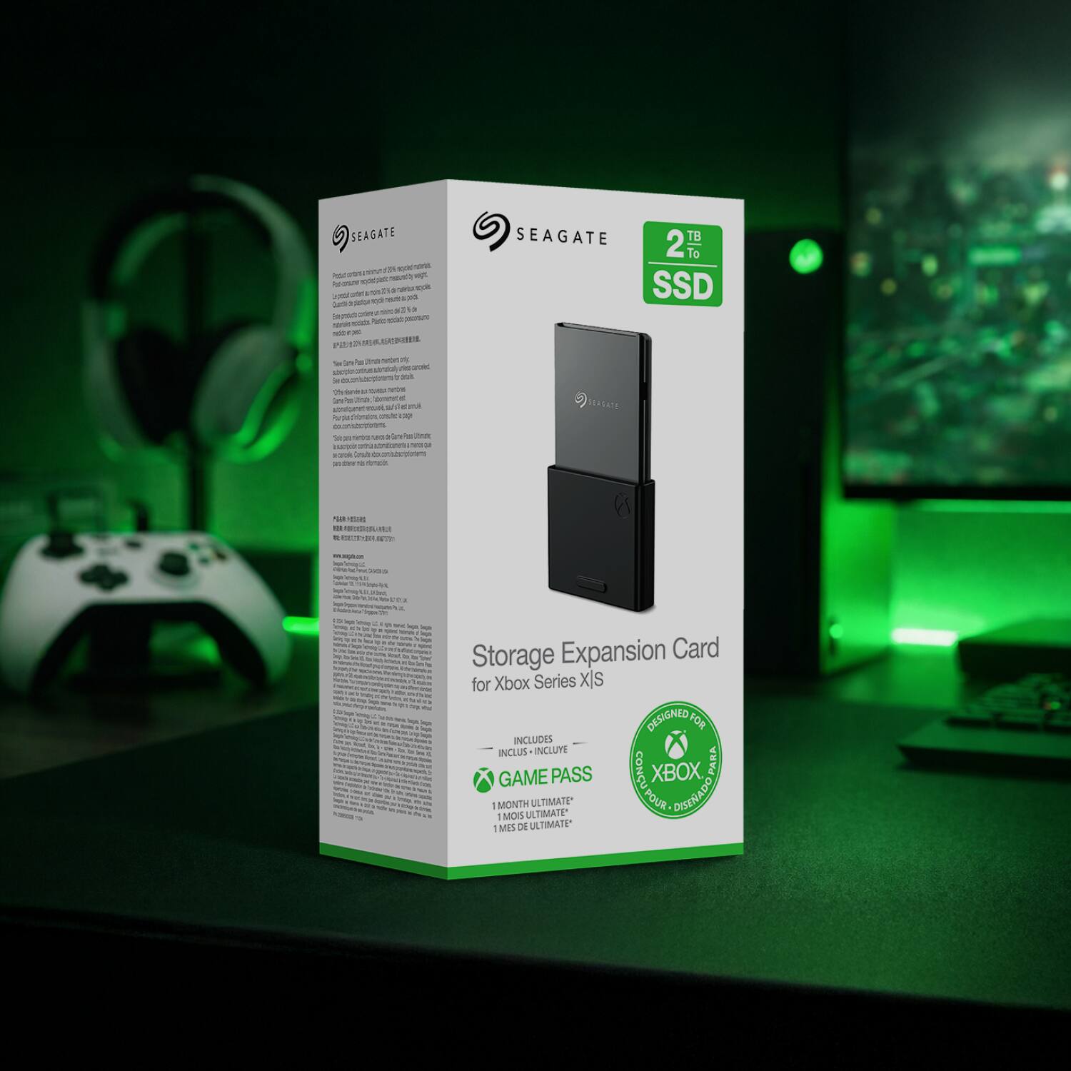 SEAGATE 2 TB To SSD Storage Expansion Card for Xbox Series X/S  
DESIGNED FOR  
INCLUDES INCLUS INCLUYE  
GAME PASS  
1 MONTH ULTIMATE  
1 MES DE ULTIMATE