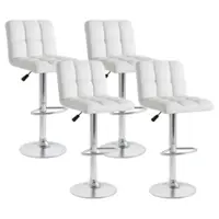 Costway - Modern Swivel Bar Stools Set of 4 with Heavy-duty Metal Base & Footrest Back - White - Front_Zoom