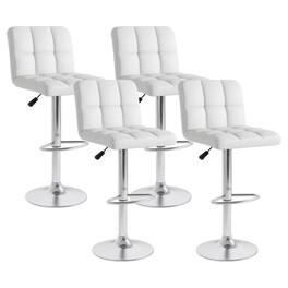 Costway - Modern Swivel Bar Stools Set of 4 with Heavy-duty Metal Base & Footrest Back - White