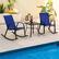 Back. Costway - 4 PCS Patio Rocking Chair Heavy-Duty Metal Rocker Outdoor Anti-Slip - Navy.
