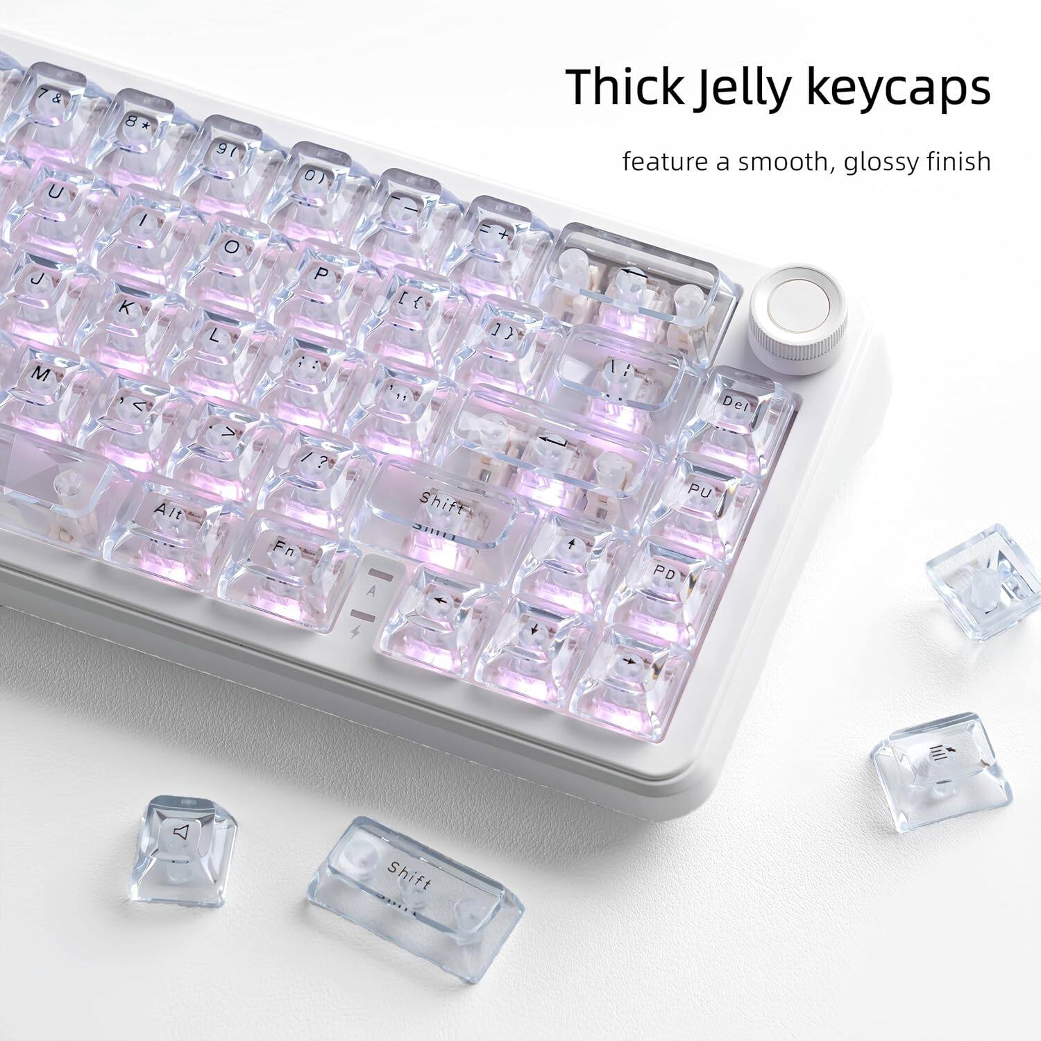 Thick Jelly keycaps feature a smooth, glossy finish

1: Dei PU + PDY Shift