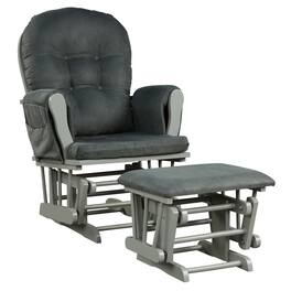 Gymax - Baby Nursery Relax Rocker Rocking Chair Glider & Ottoman Set w/ Cushion Dark Grey - Dark Gray