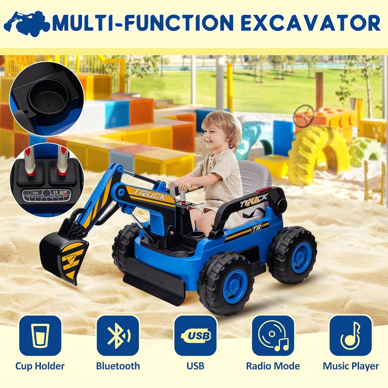 MULTI-FUNCTION EXCAVATOR

- Cup Holder
- Bluetooth
- USB
- Radio Mode
- Music Player