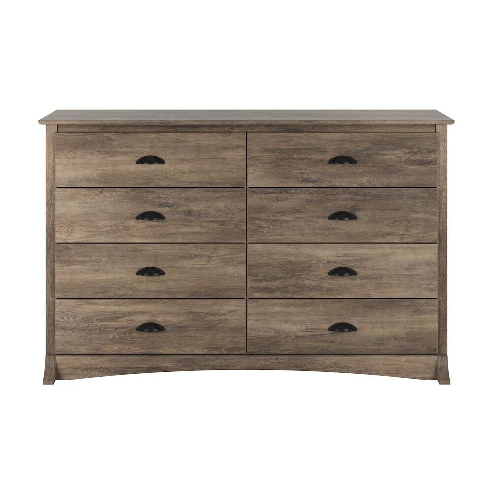 Angle. Prepac - Prepac Salt Spring 8-Drawer Dresser, Drifted Gray - Gray.