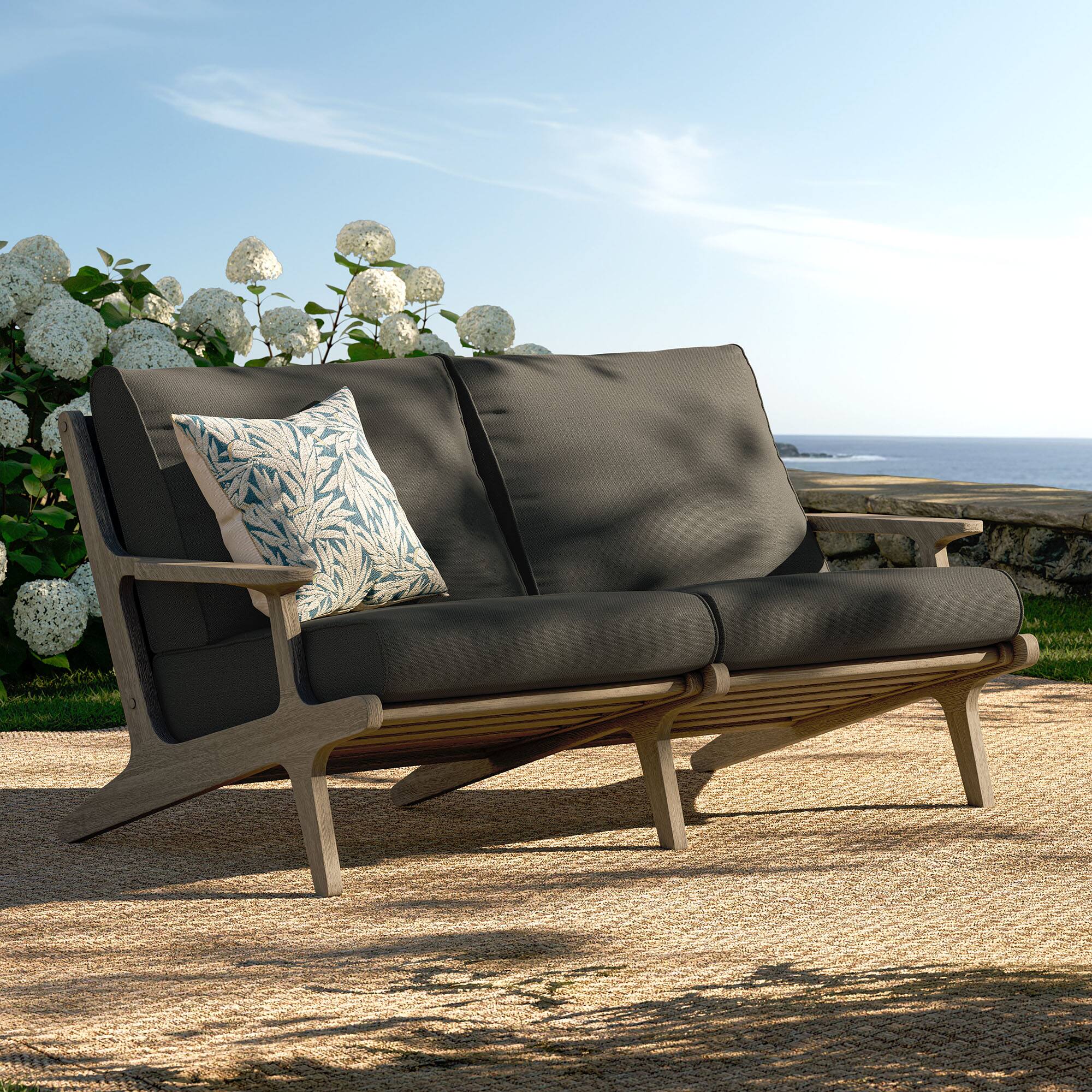 Alt View 7. Modway - Saratoga Outdoor Patio Teak Wood Loveseat by Modway - Weathered Gray Flint.